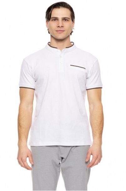 Ανδρικό Κοντομάνικο Mao Πόλο This White