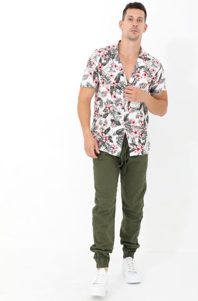 Ανδρικό Λινό Παντελόνι Iron Olive Green