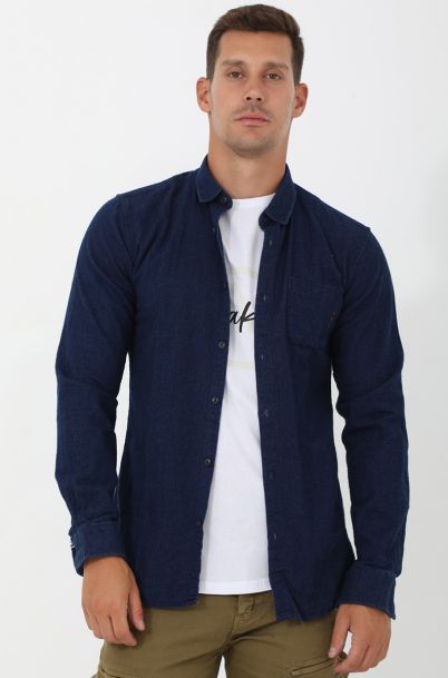 Ανδρικό Jean Πουκάμισο Pocket Indigo 